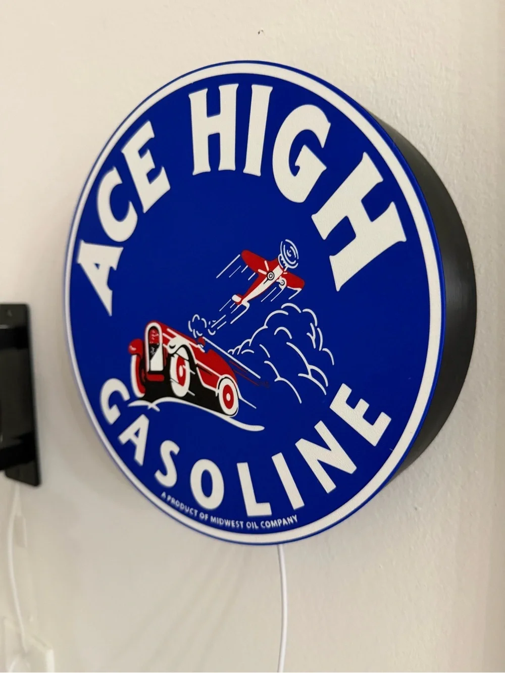 Ace High Gasoline Blue and Red Wall Sign by